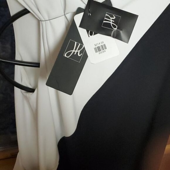 Joseph Ribkoff Lined Black & White Sleeveless Event Sz. 8 Dress w Pockets - Picture 5 of 7